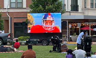 LED trailers publicity rugby match on the streets of the United States