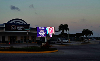The LED mobile screen trailer helps with the Cayman Islands election campaign