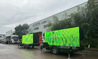 LED promotional trailer: Foldable, adjustable height, and rotatable for flexible deployment of outdoor advertisements